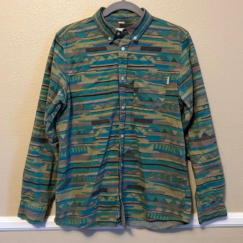 Carhartt WIP Green and Brown Patterned Casual Button Down Shirt